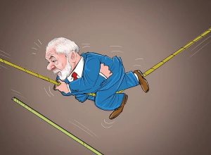 Ilustração sobre tensão entre poderes no Brasil, simbolizando conflito político e desequilíbrio institucional